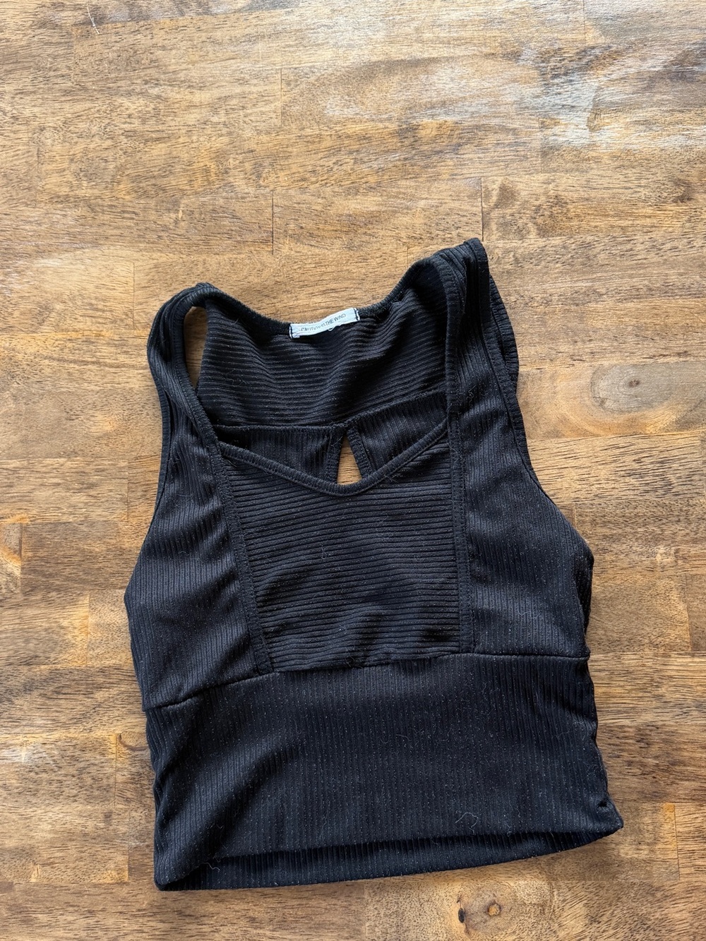 Black Ribbed Cropped Tank Top